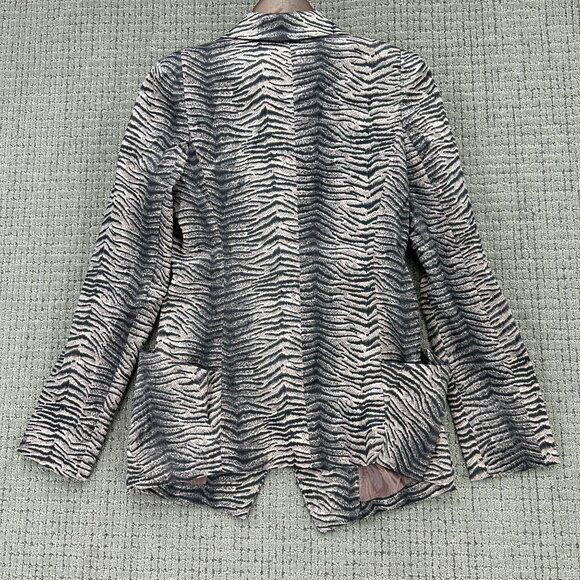 TOV Holy G Blazer Womens Size 38 US 2-4 Black Pink Satin Animal Print Pockets - Picture 2 of 11